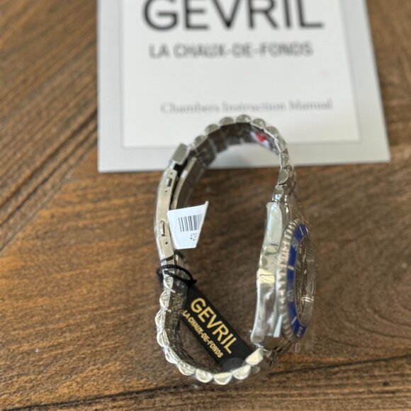 GEVRIL Chamber Stainless Steel Bracelet Watch, 43mm  BRAND NEW In Box Gevril Chambers Blue Dial Men\'s Wristwatch